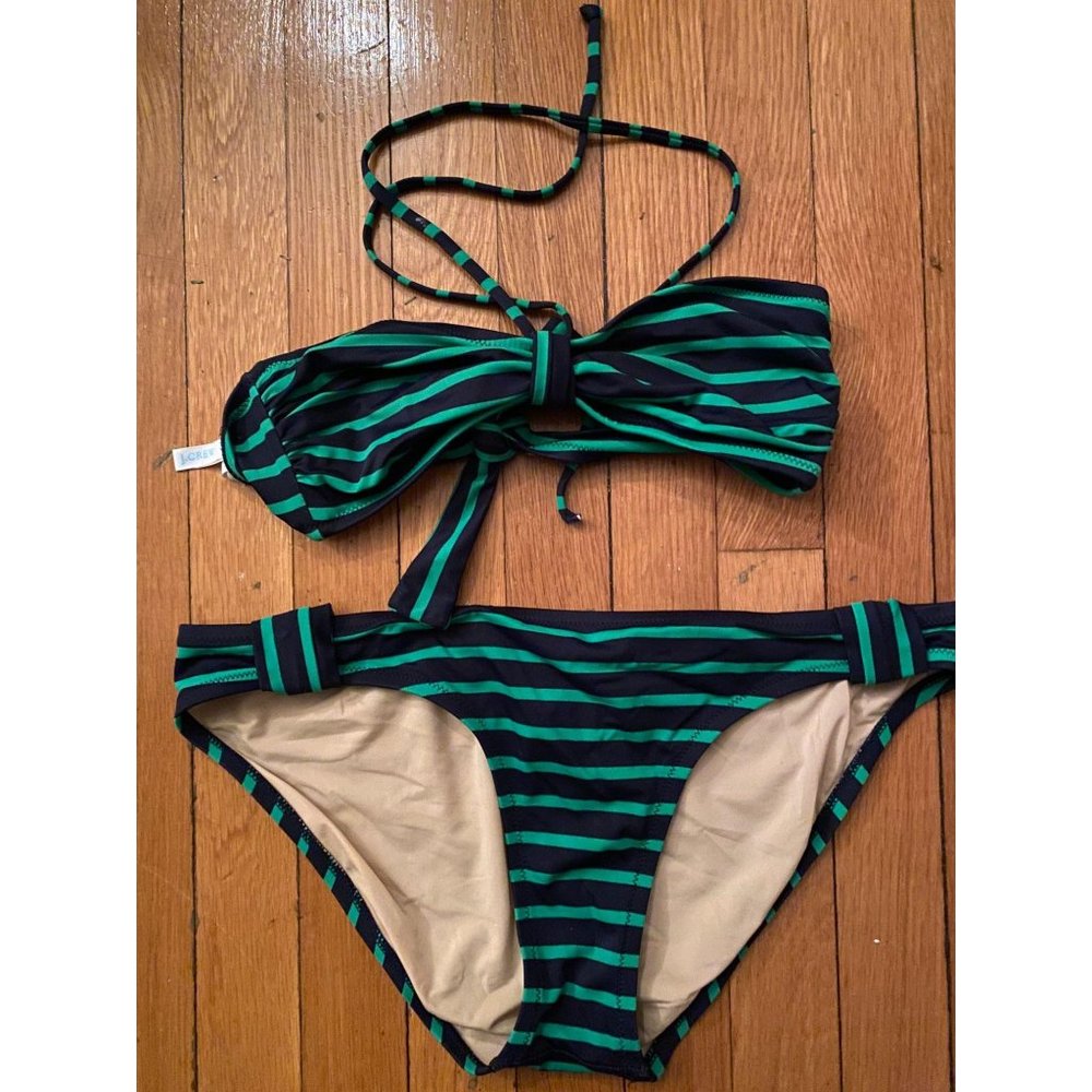 Ladies Medium J.Crew 2pc Stripe Bikini Set - image 2